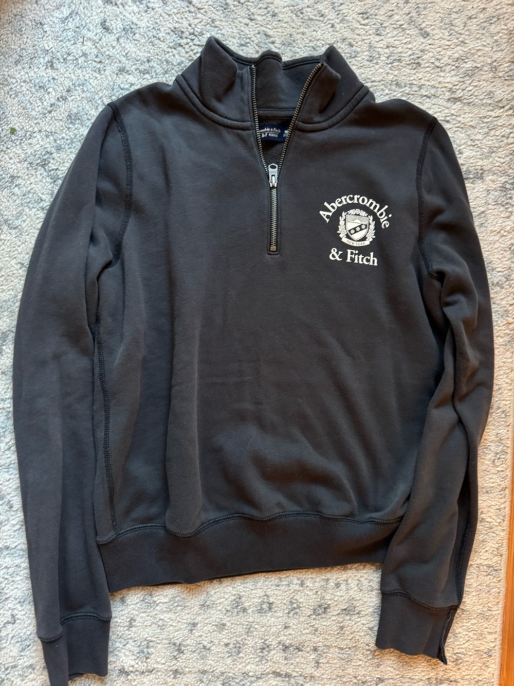 Abercrombie & Fitch Black Half-Zip Fleece Pullover
